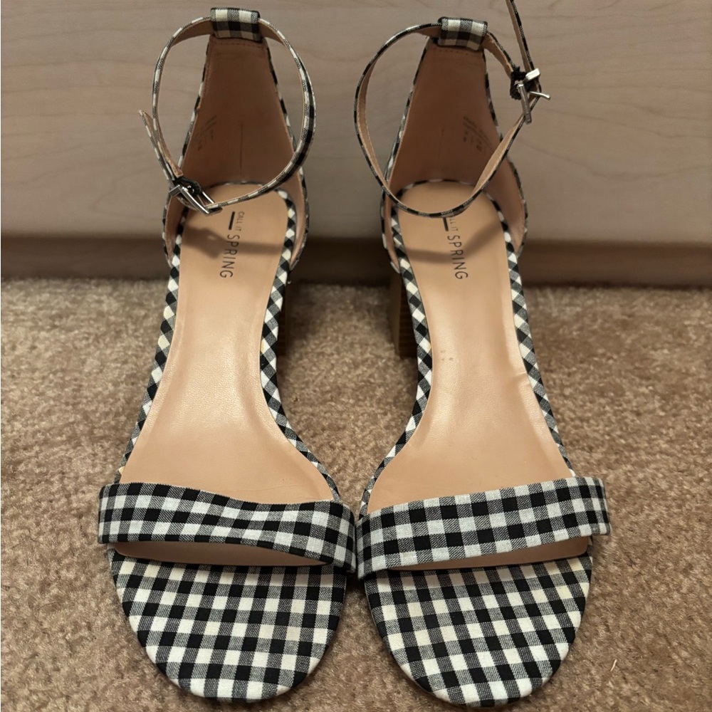 Black and White Checkered Women's Sandals